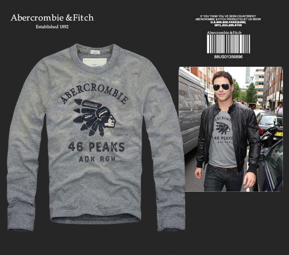 Abercrombie Fitch Hombres De Cuello Redondo Con Gente Fotos Largo Remera AF5996